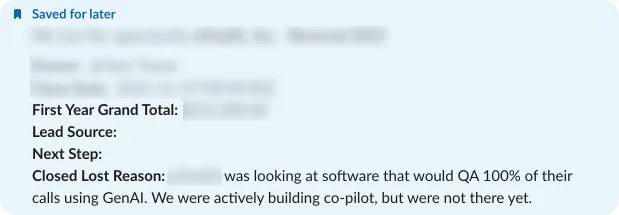 CRM record showing the closed lost account